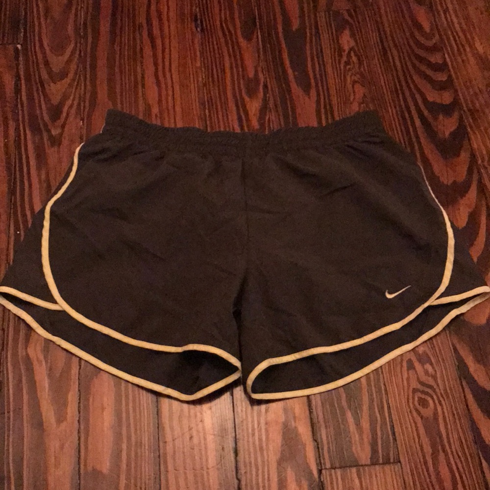 Women Nike track shorts gray with yellow trim